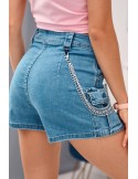 Short denim shorts with pockets and chain 02500 - Online store - Boutique